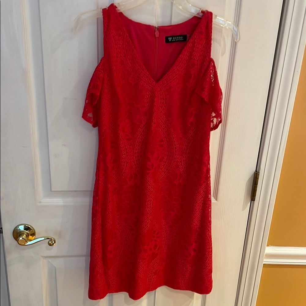 Guess Red Lace Mini Dress